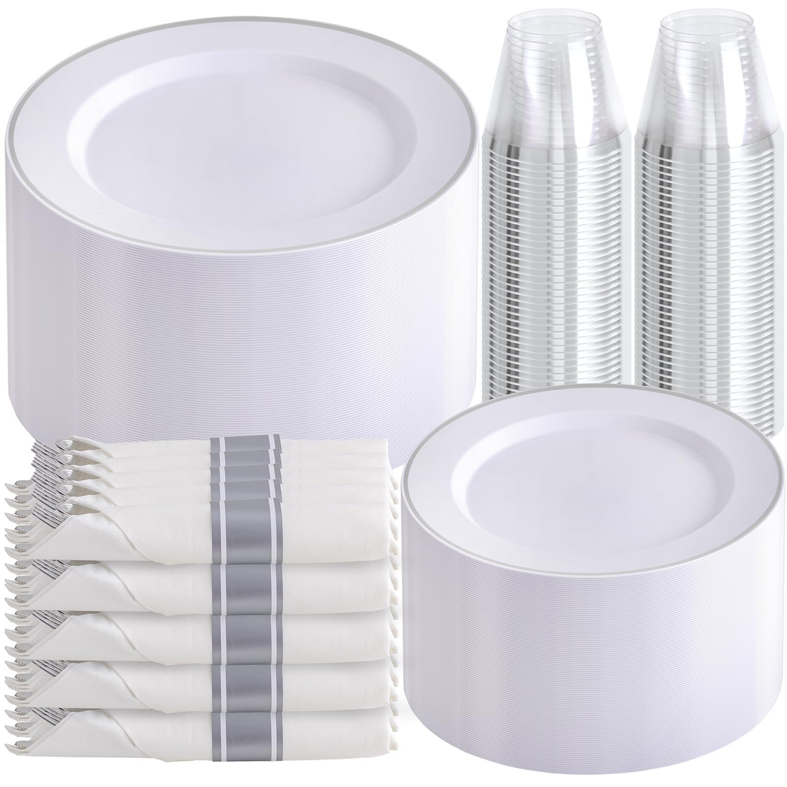 Gold & Clear Dinnerware Set - 350 Pcs for 50 Guests -9