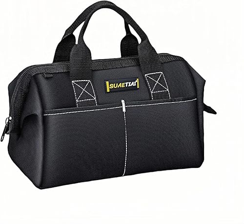 Bolsa de herramientas pequeña de 12 pulgadas para hombres, caja de herramientas pequeña con múltiples bolsillos, organizador de bolsas de