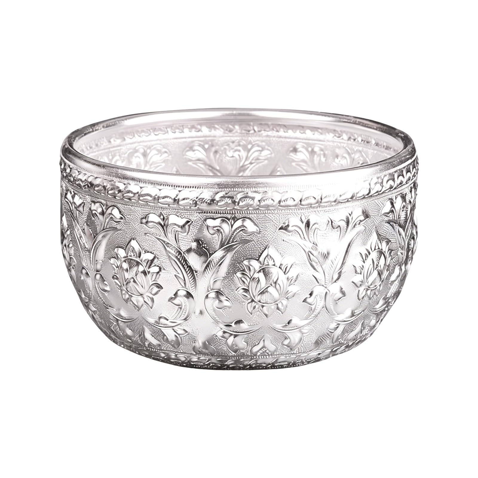 Mekalero Thai Silver Pewter Bowl Design for Bubble Tea Dessert Salads and Cold Dishes Kitchen Accessory Rustproof Treat Bowl