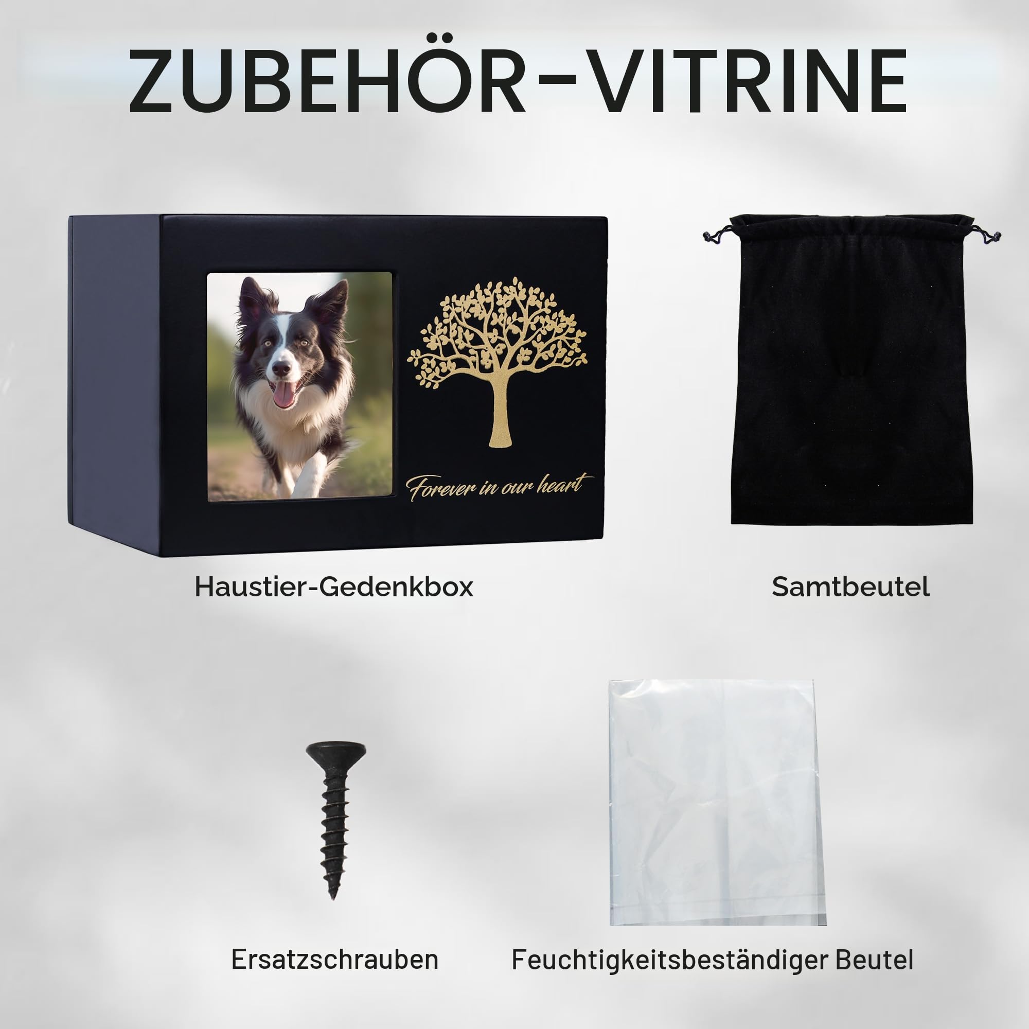 Haustierurnen für Hund oder Katze, personalisierter Bilderrahmen und Baum des Lebens, Asche aus Holz, für Katze oder Hund, Erinnerungsbox (groß)