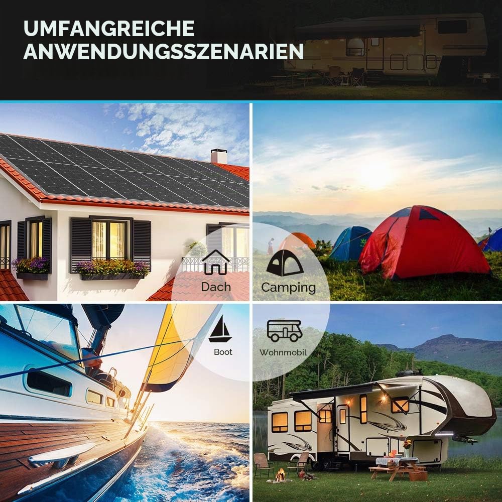 Renogy 12V 500Wh Solaranlage, Inselanlage Solar Set mit 100W 12V Monokristallin Solarmodul, 12V 20A MPPT Solarladeregler, Kabeln und Halterungen für Garten, Balkon, Camper, RV und Wohnmobil