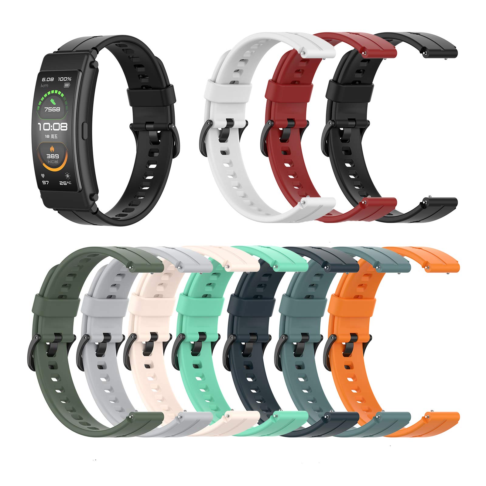FitTurn 16mm Quick Release Watch Band for FITVII Slim Fitness Tracker Replacement [10 Pack] Colorful Silicone Wristband Adjustable Accessory Bands Strap for FITVII Slim Fitness Tracker Women-picture-14