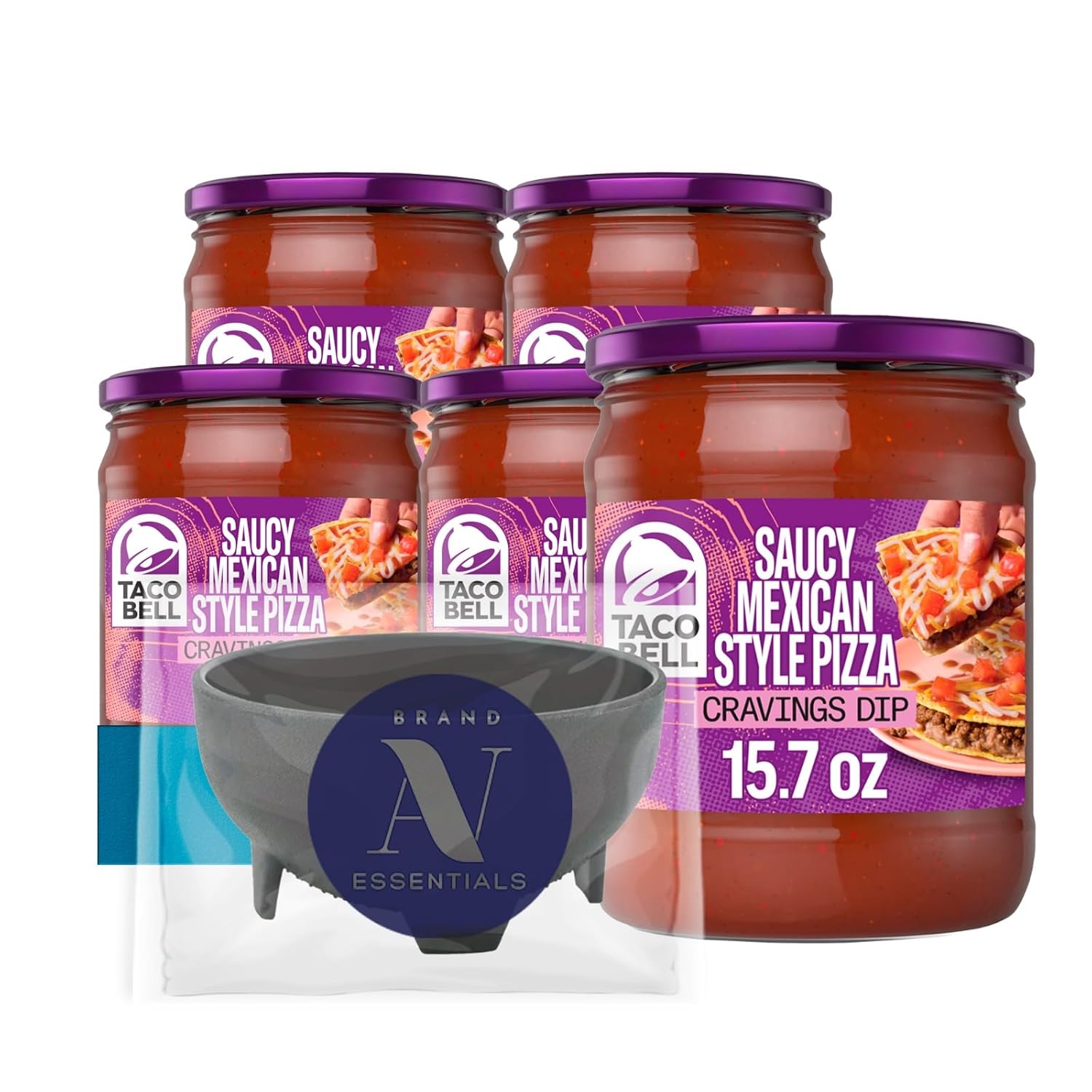 Salsa Taco Bell Cravings Dip, 4 frascos de vidrio 15.7 oz + 1 bowl plástico