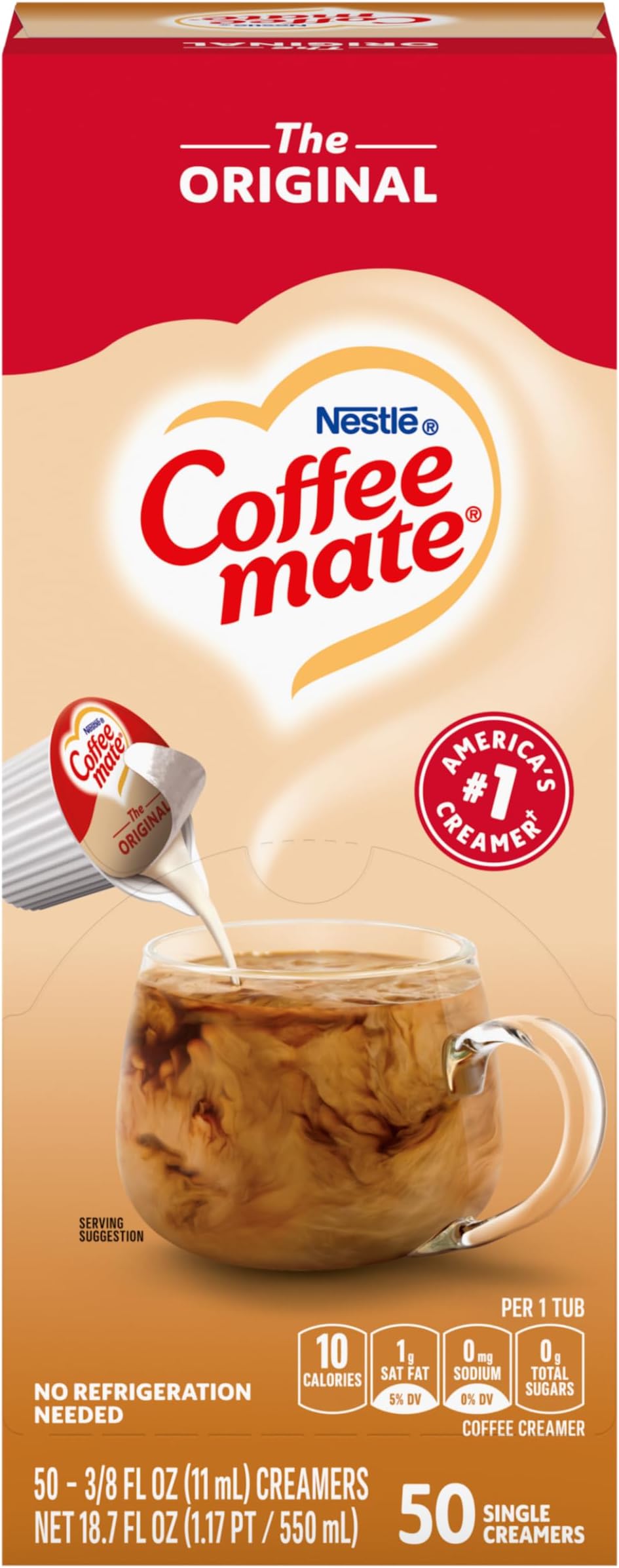 Nestle Coffee-Mate Original Flavor Creamer, Single Serve Portions, 50/Box