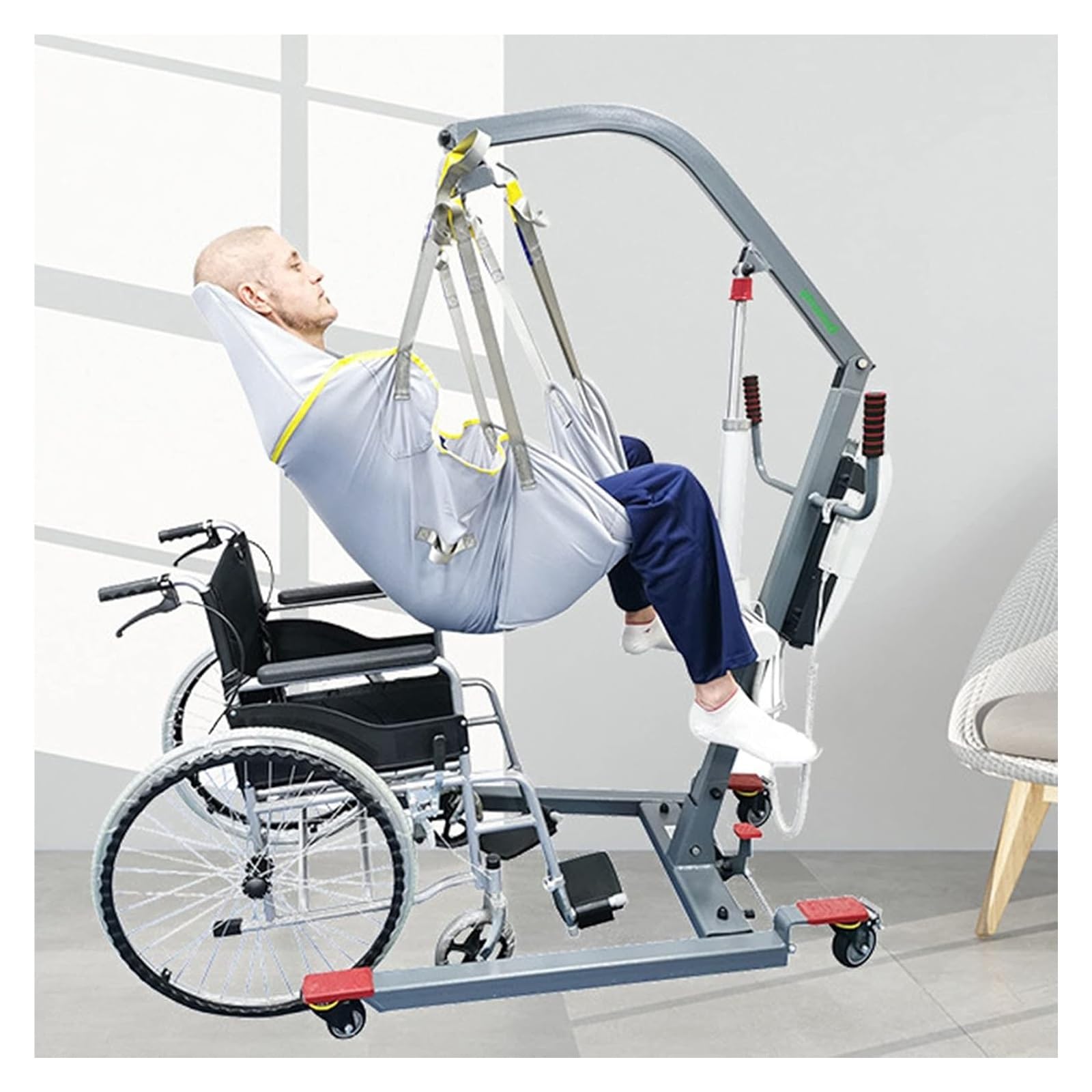 Eslinga de ducha，Traslado de paciente， Arnés de baño for elevación de pacientes, cinturón de transferencia for ducha con soporte for la cabeza, arnés de cuerpo completo for inodoro(Medium)