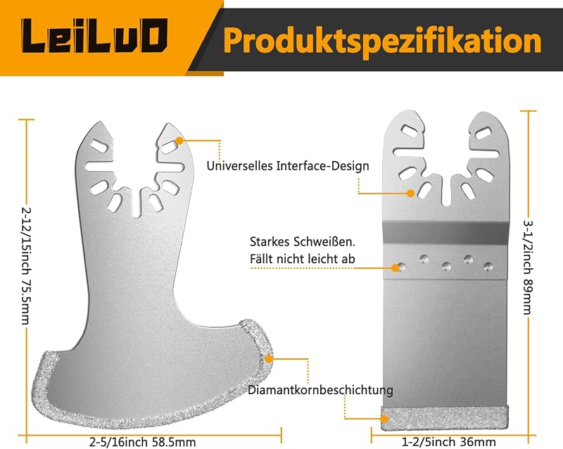 LEILUO Gyémánt Rezgőmulti Fugavágó Penge Készlet 6db DeWalt Makita Einhell