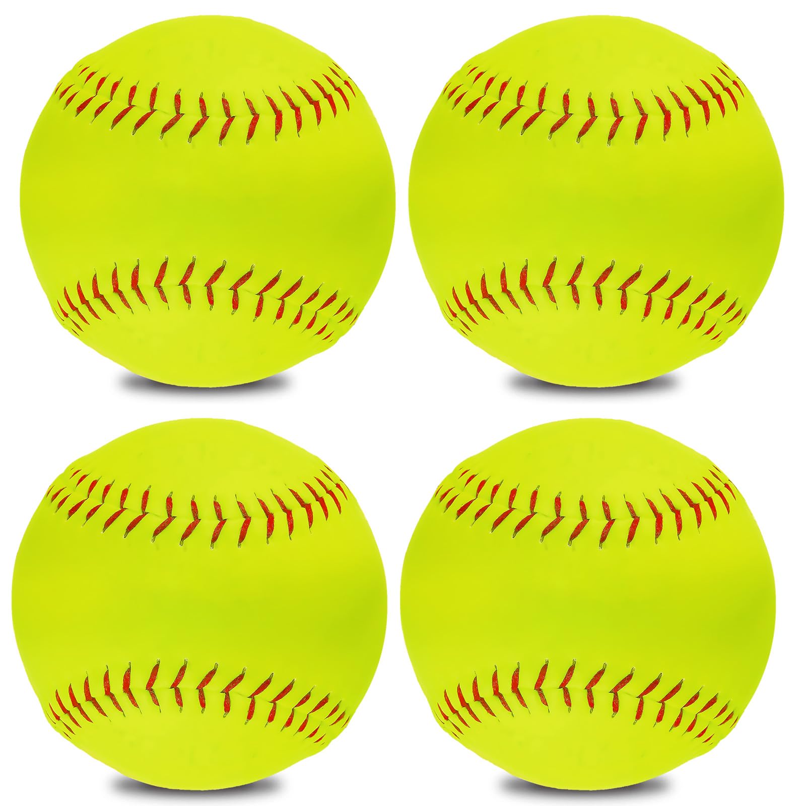 Softball 4 Pack Blank Ball PU Surface Cork Core Suitable for Bat Heavy Duty Slowpitch Sports Youth Boy and Girl Practice Training