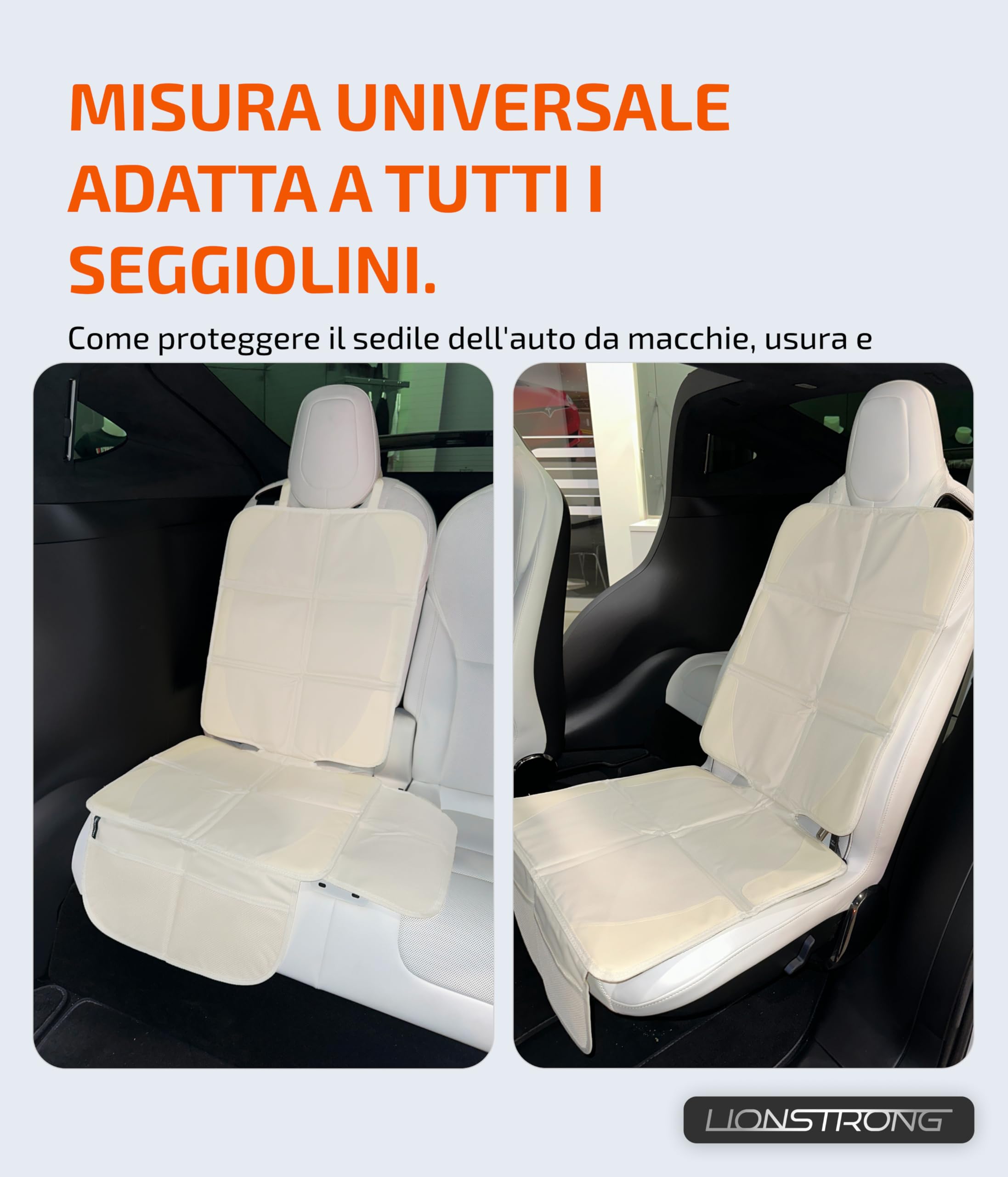 LIONSTRONG - coprisedile auto per seggiolino bimbo - protettore di sedili auto - compatibile ISOFIX (crema)