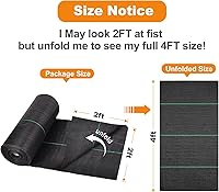 Vista 2 de AMAGABELI GARDEN & HOME Tela de barrera de malezas de 4 pies x 100 pies, tela de jardín de 3.2 onzas, resistente para el control de malezas