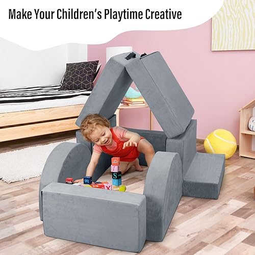 Miniatura 3 de LEBENGURU Sofá modular de espuma para niños, 7 piezas para sala de juegos, dormitorio, sofá de pepita para niños, muebles para adolescentes, sofá