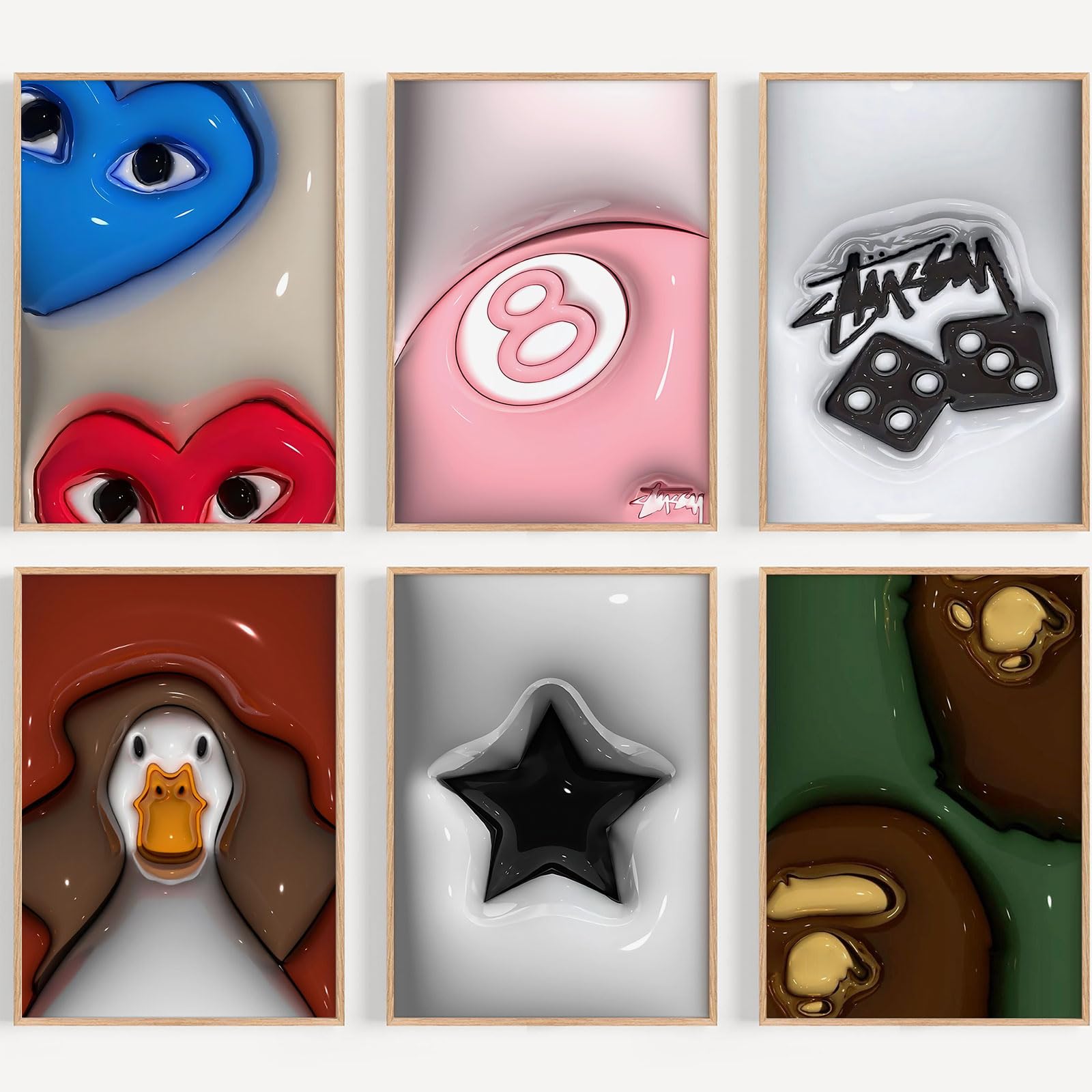 Cool Wall Art Print,Trendy 8 Ball Poster Canvas,Modern Boys Room Wall Decor For Family Dormitory Bedroom 6Pcs 12X18 in Unframed