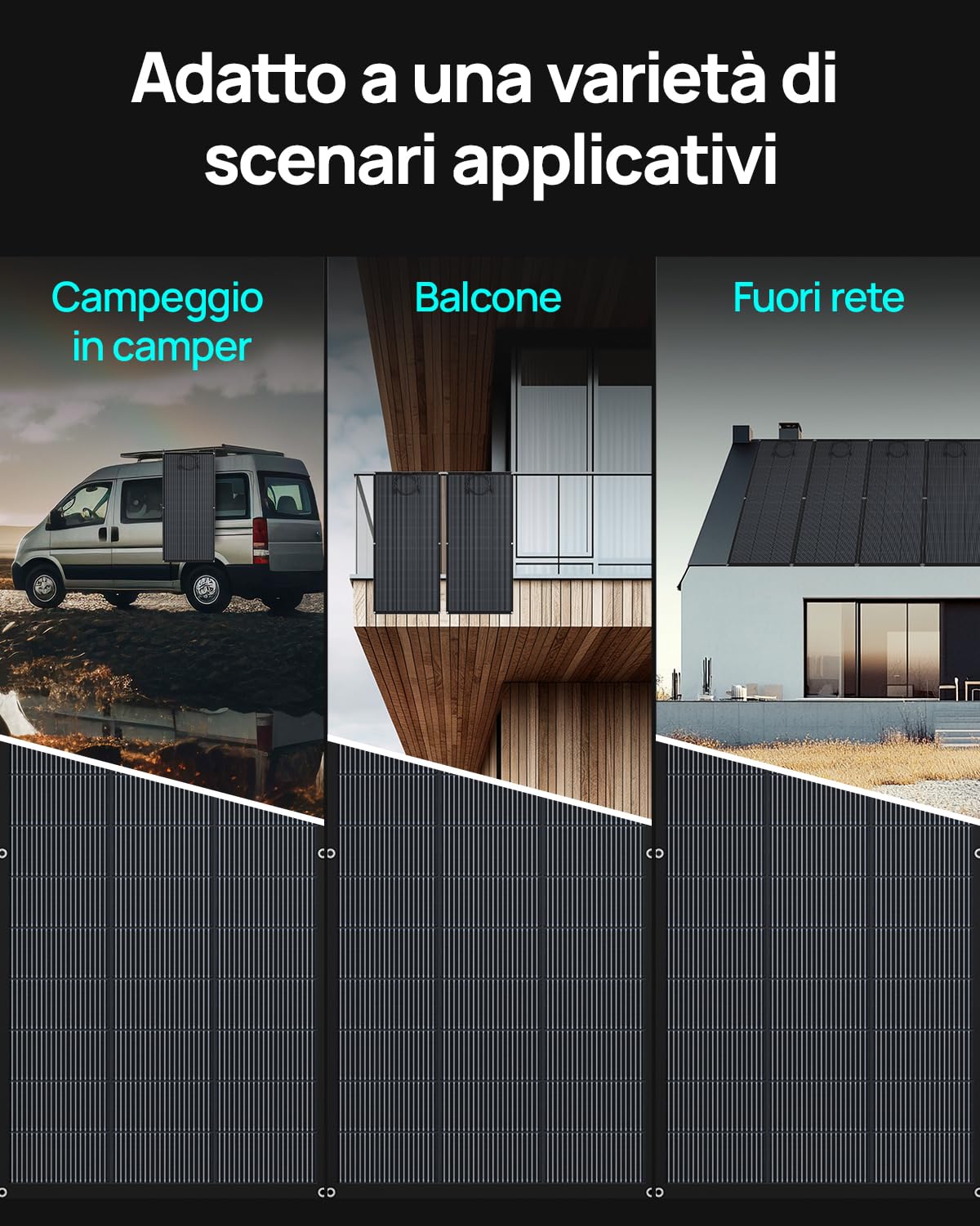 ECO-WORTHY Pannello Solare Flessibile da 400 W, 18BB Materiale ETFE Monocella 25% Alta Conversione per Balcone, Camper, Roulotte, Barca, Tetto, Campeggio, Casa, Yacht, Superfici irregolari
