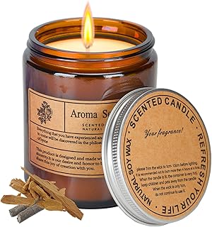 Scented Candles Gift Set,Soy Wax Candles for Home Scented, Ebony Sandalwood Candles Gifts for Men.Scented Candles for Stress Relief,Thanksgiving Christmas Valentine's Day Holiday Birthday dad Gifts