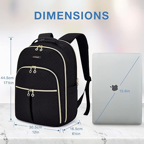 Miniatura 5 de BAGSMART - Mochila de viaje ligera para mujer mochila universitaria negra de 156 pulgadas con múltiples compartimentos para la escuela elegante