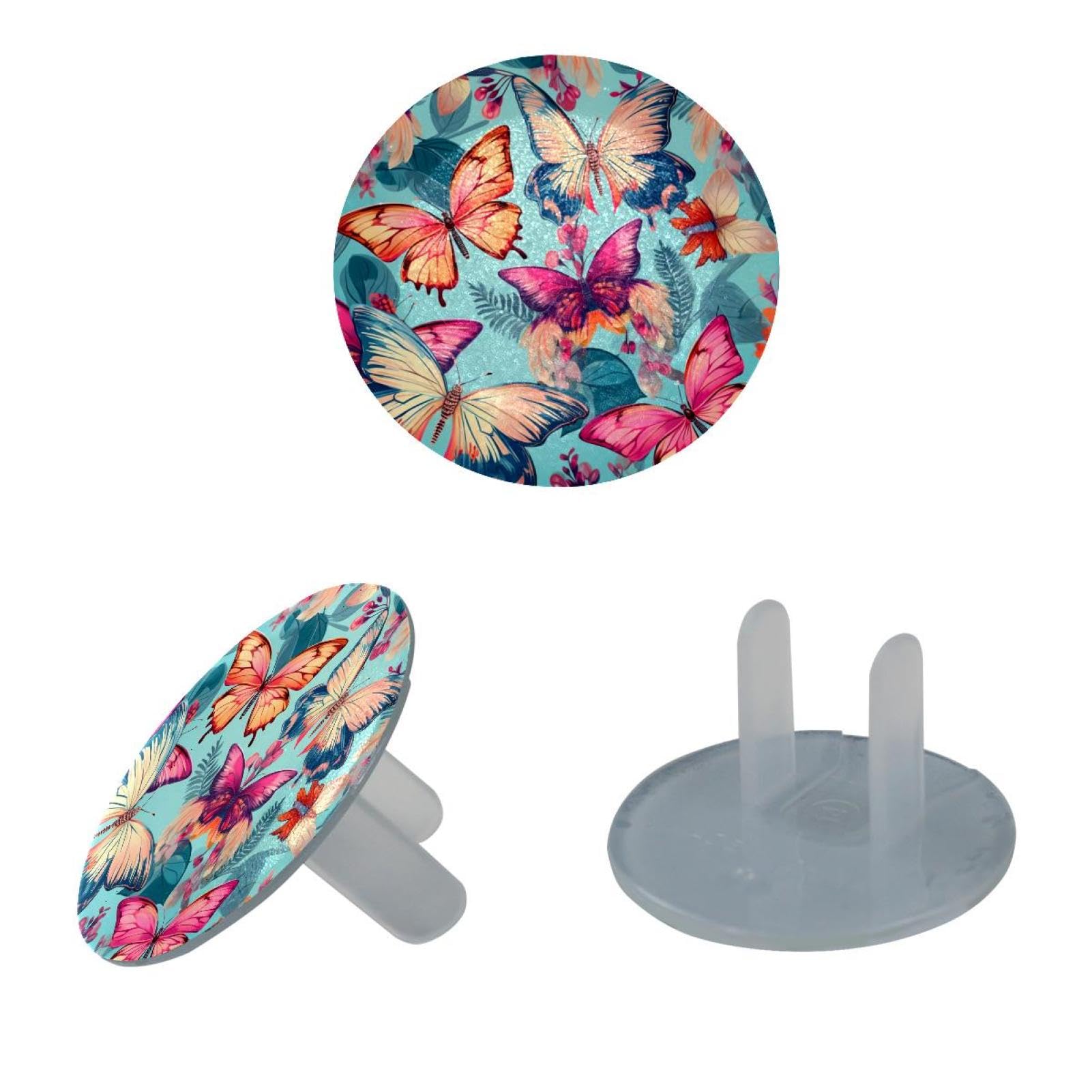 24 Pcs Baby Child Proofing Outlet Covers Beautiful Butterfly Safety Socket Caps for Electrical Power Wall Plates