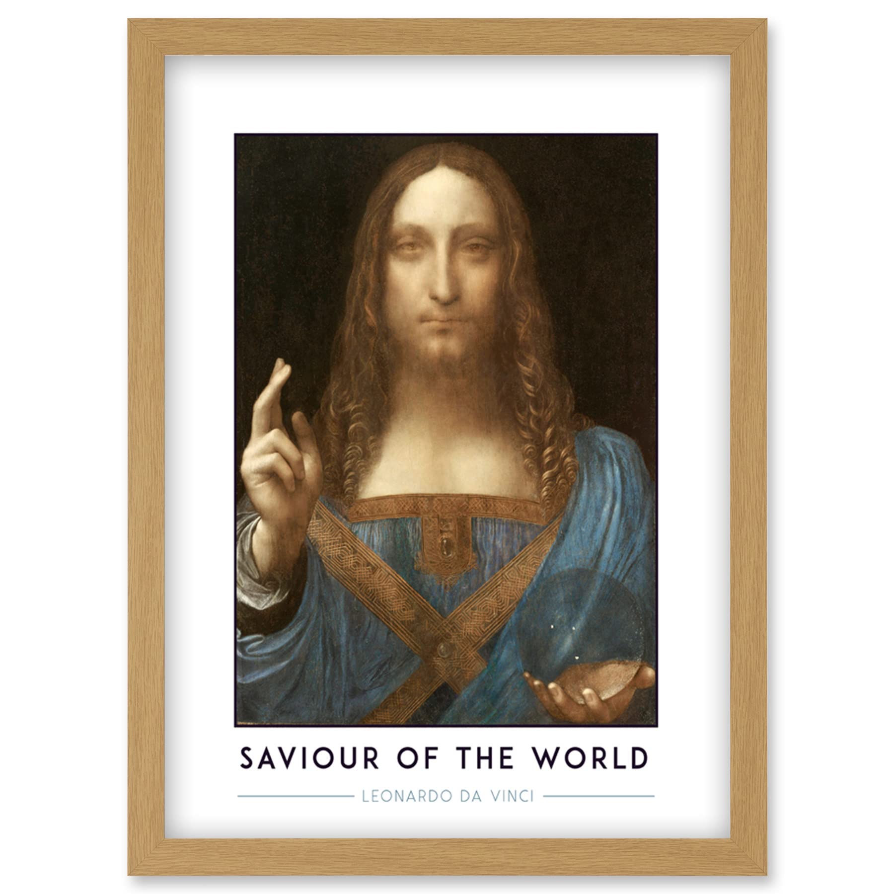 Wee Blue Coo Leonardo Da Vinci Saviour Of The World Salvator Mundi Painting Artwork Framed Wall Art Print A4