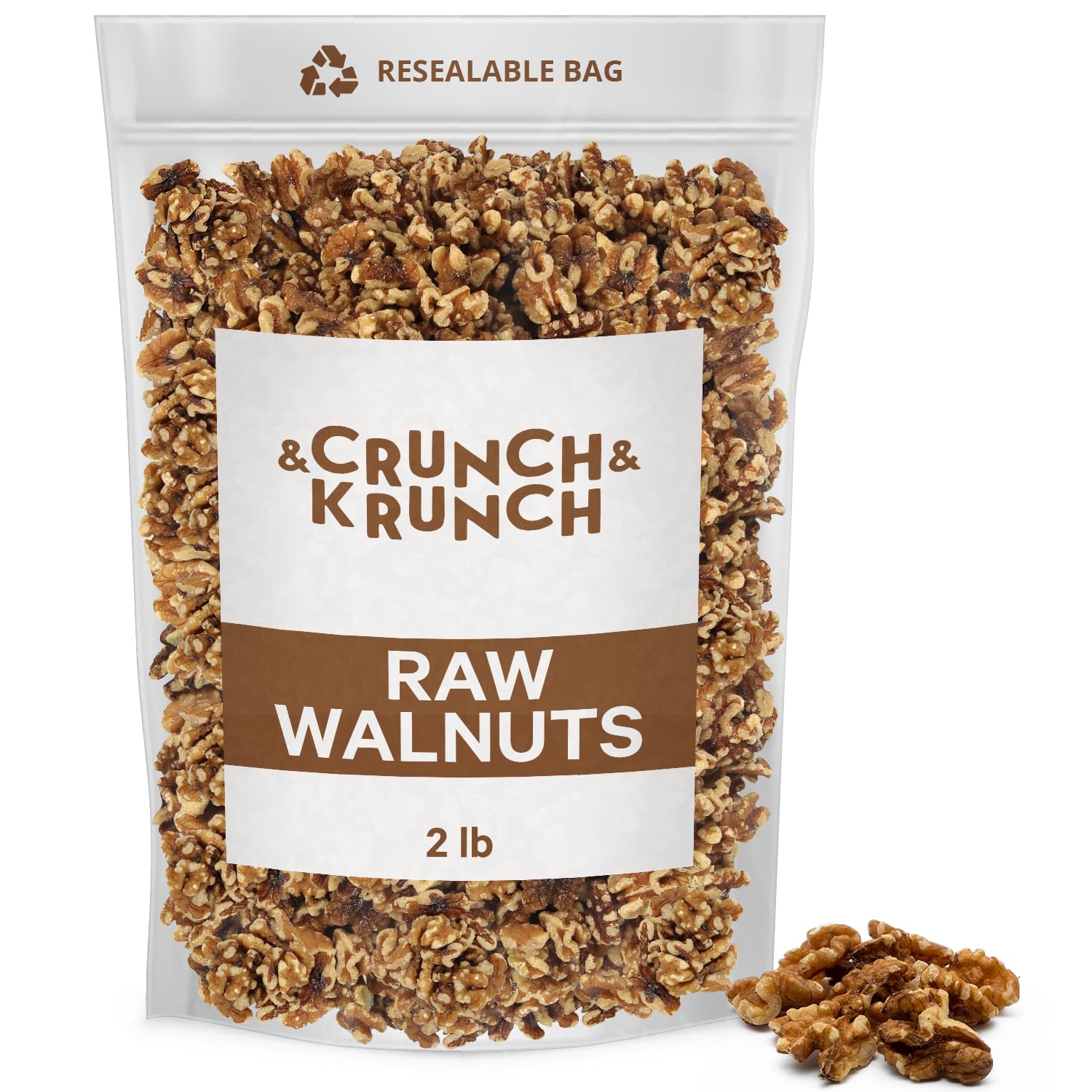 Raw Walnuts Superfood All Natural Dry Halves for Snacking and Baking - Delicious Unsalted Walnuts Bulk for Healthy Diet, Bake Brownies, Kosher Certified (2 Pound)
