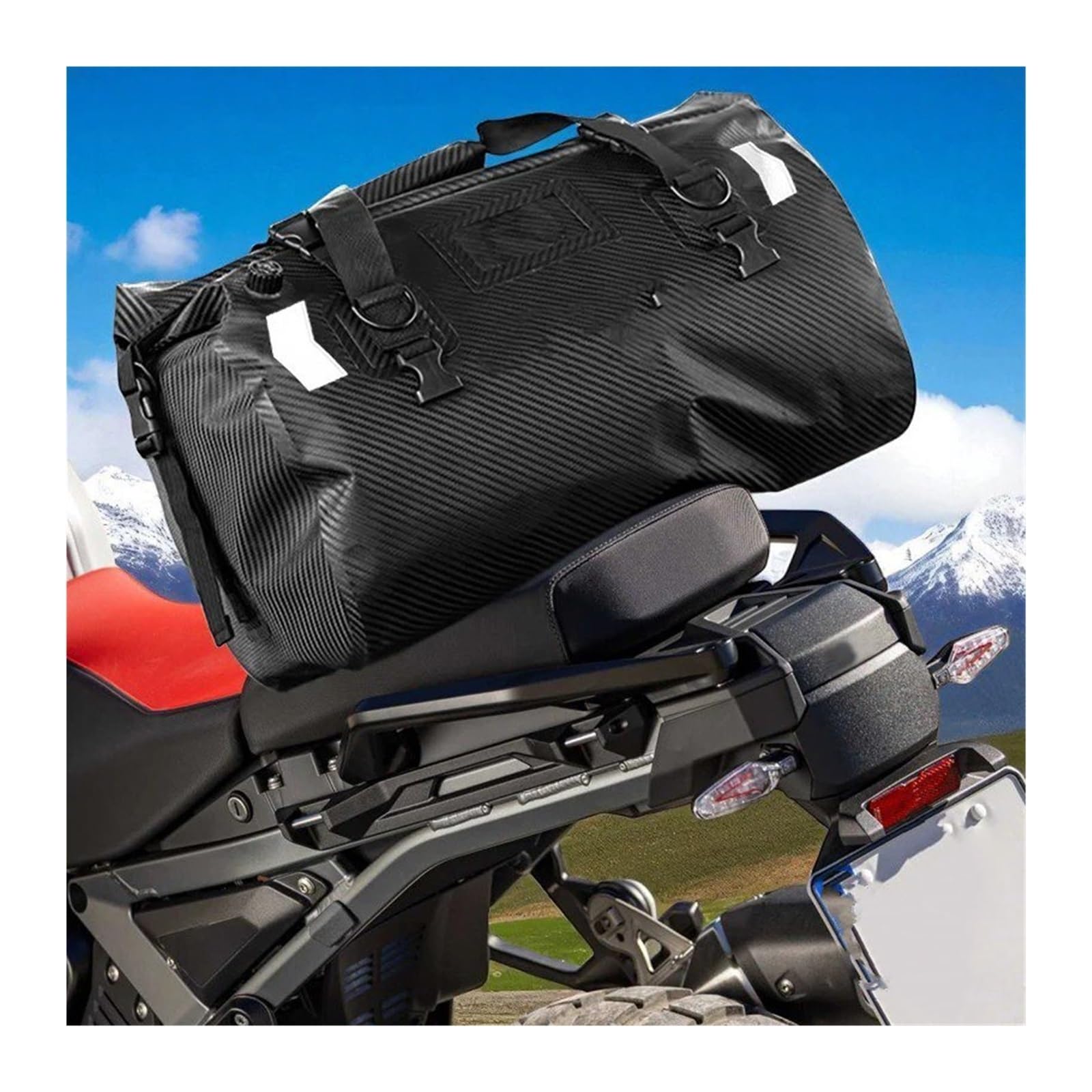 Borsa Viaggio Per Bagagli Impermeabile Moto Nero Carbonio Zaino 40 / 66L Borse Da Sella Per Moto(40L-Black)