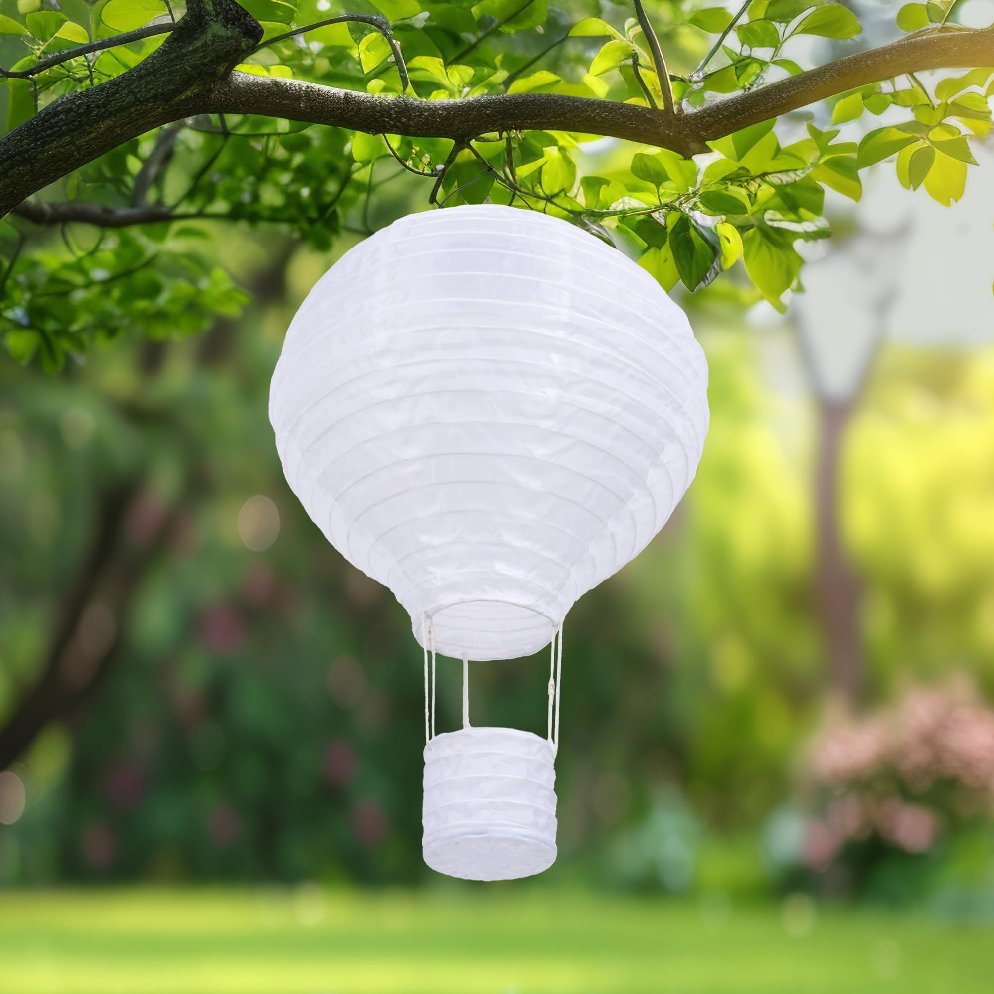 Solarlampen für Außen Hängend, 1 Stück 30cm Lampions Solar Außen Wetterfest, Gartenlaterne mit Flackernder Flamme, Heißluftballon Nylon Solarlaterne für Außen Garten Fest Deko (Warmweiß)
