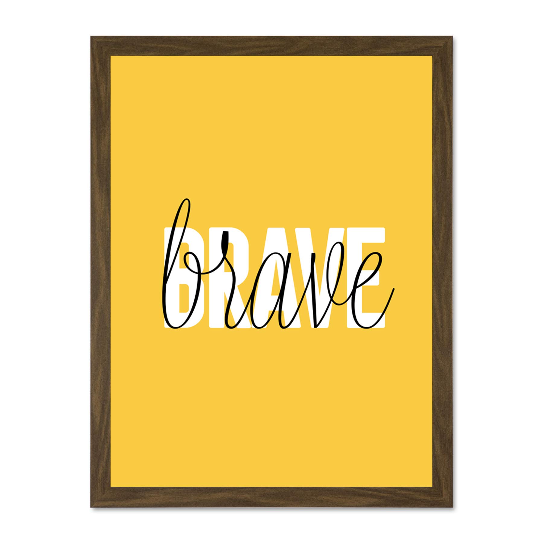 Wee Blue Coo Solid Simple Words Brave Large Framed Art Print Wall Poster 18x24 inch