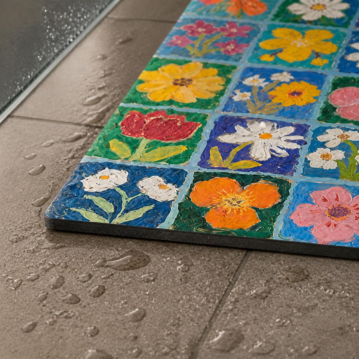 Tappetino da Bagno in atomacea, Fiori B, 80x120cm | Superficie assorbente, Tappetino Bagno Composito, Davanti al lavabo, Per cerca praticità