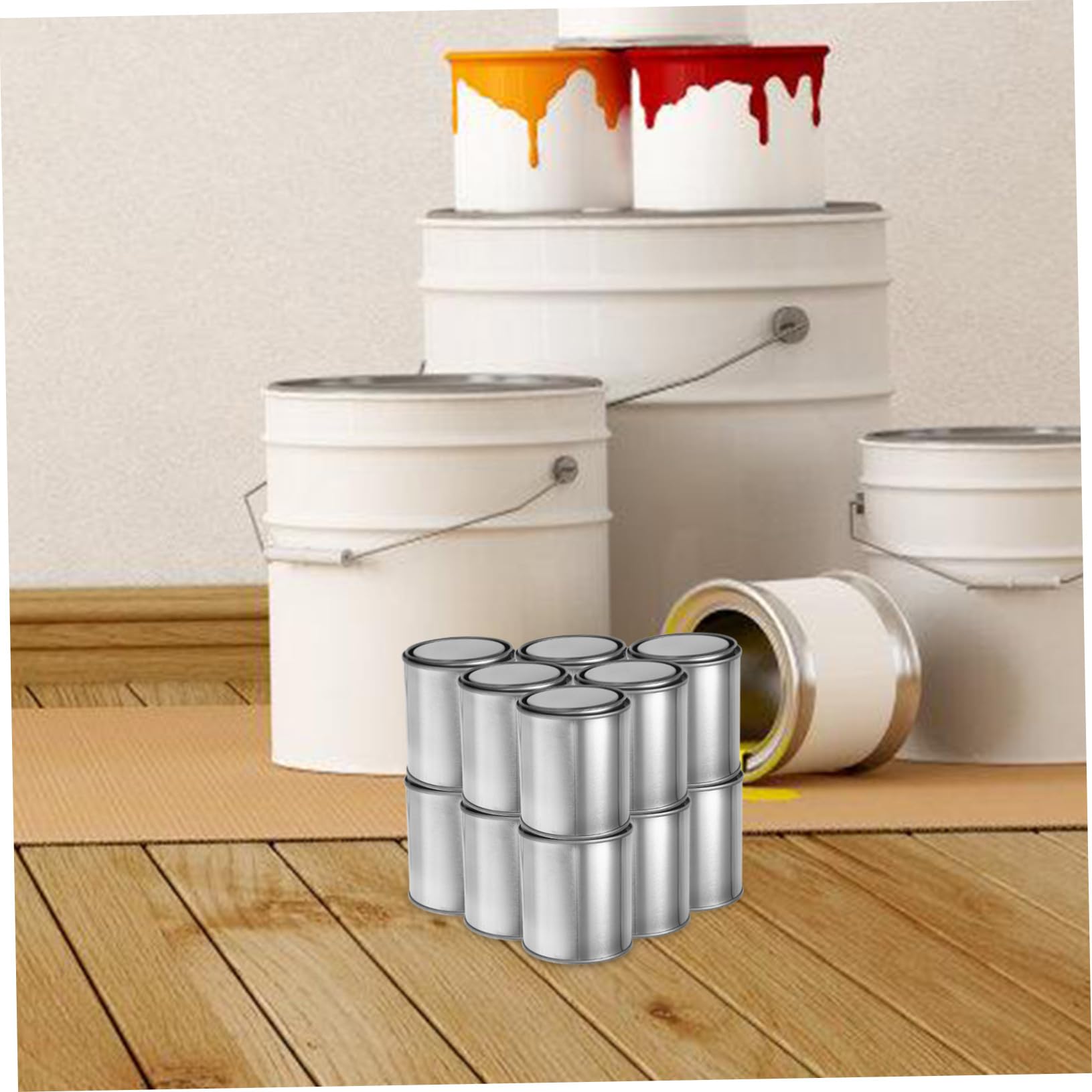 Botes Metálicos Vacíos para Pintura sin Revestimiento con Tapa Alta Capacidad Fáciles de Limpiar para Manualidades y Proyectos DIY Incluye Abridor Diseño Práctico y Reutilizable