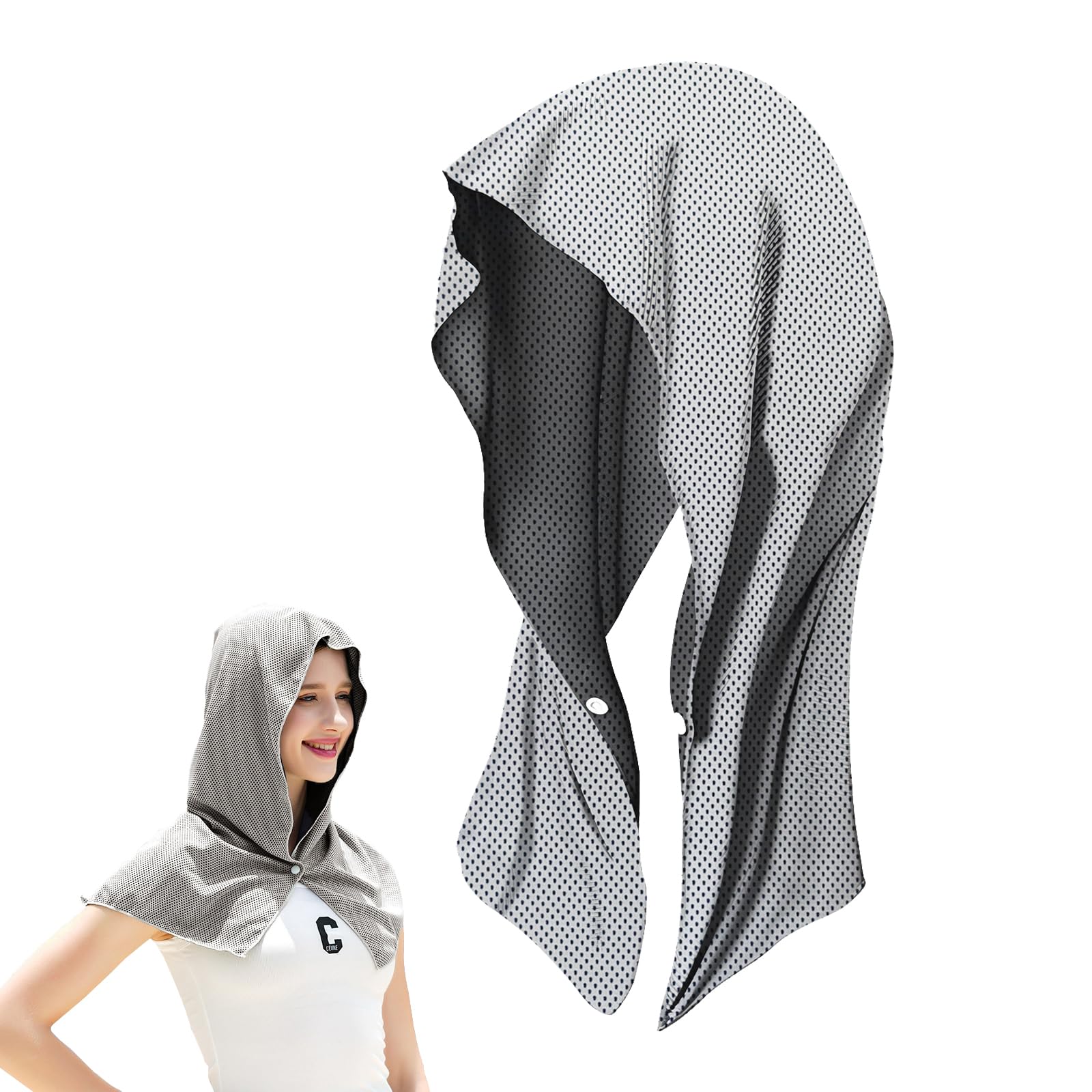 Tatibana Cooling Hoodie Towels, Men Women Quick & Absorbent Drying Sweat Towel Wraps for Neck and Face Soft Breathable Cold Towel for Hot Weather