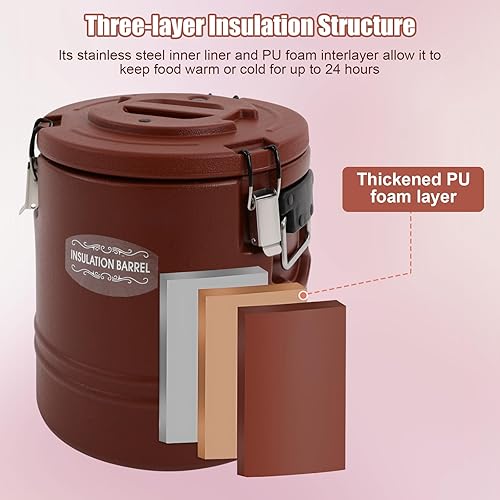 Miniatura 4 de Recipiente aislado para sopa de 15.9QT 4 galones, calentador de alimentos comercial para alimentos calientes y fríos, caja térmica para catering,