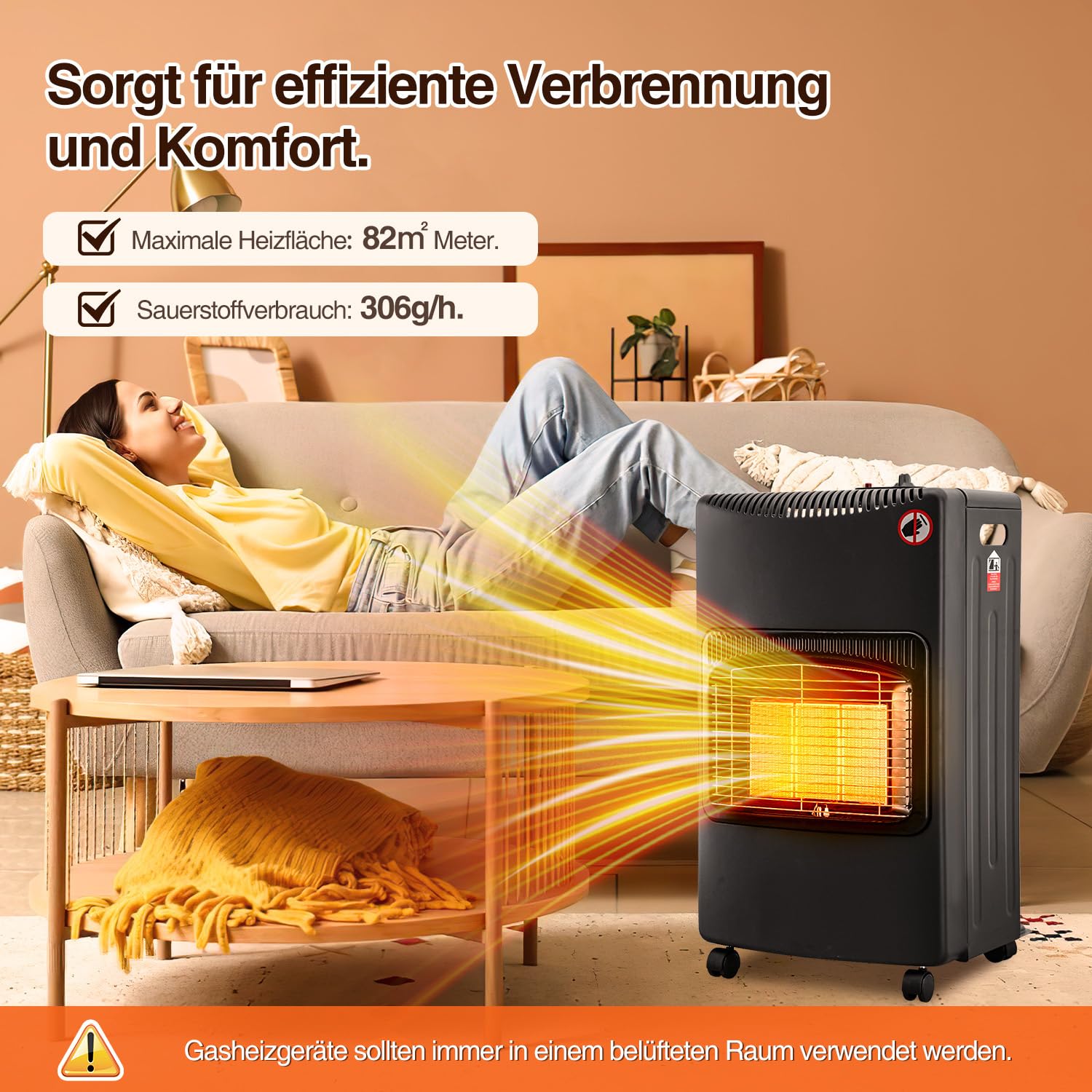Grzejnik gazowy 4200 W, na podczerwień, 3 stopnie ogrzewania