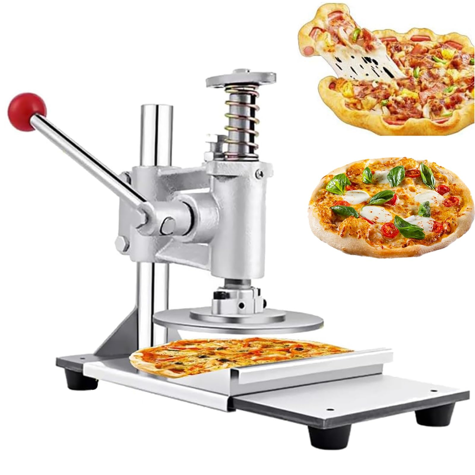 Pressa per impasti per pizza, strumento manuale in acciaio inox per appiattire l'impasto, ideale per pizza, tortillas, chapati e pasticceria per cottura professionale e casalinga