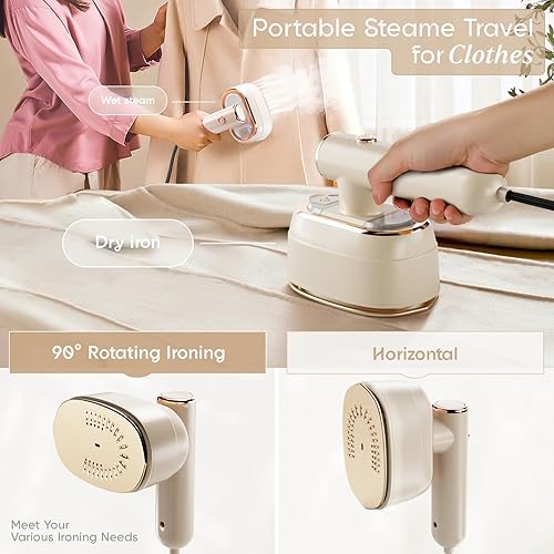 Miniatura 5 de Vaporizador de viaje para ropa, vaporizador portátil, plancha de viaje, vaporizador de mano 2 en 1 con bolsa de almacenamiento, mini plancha de