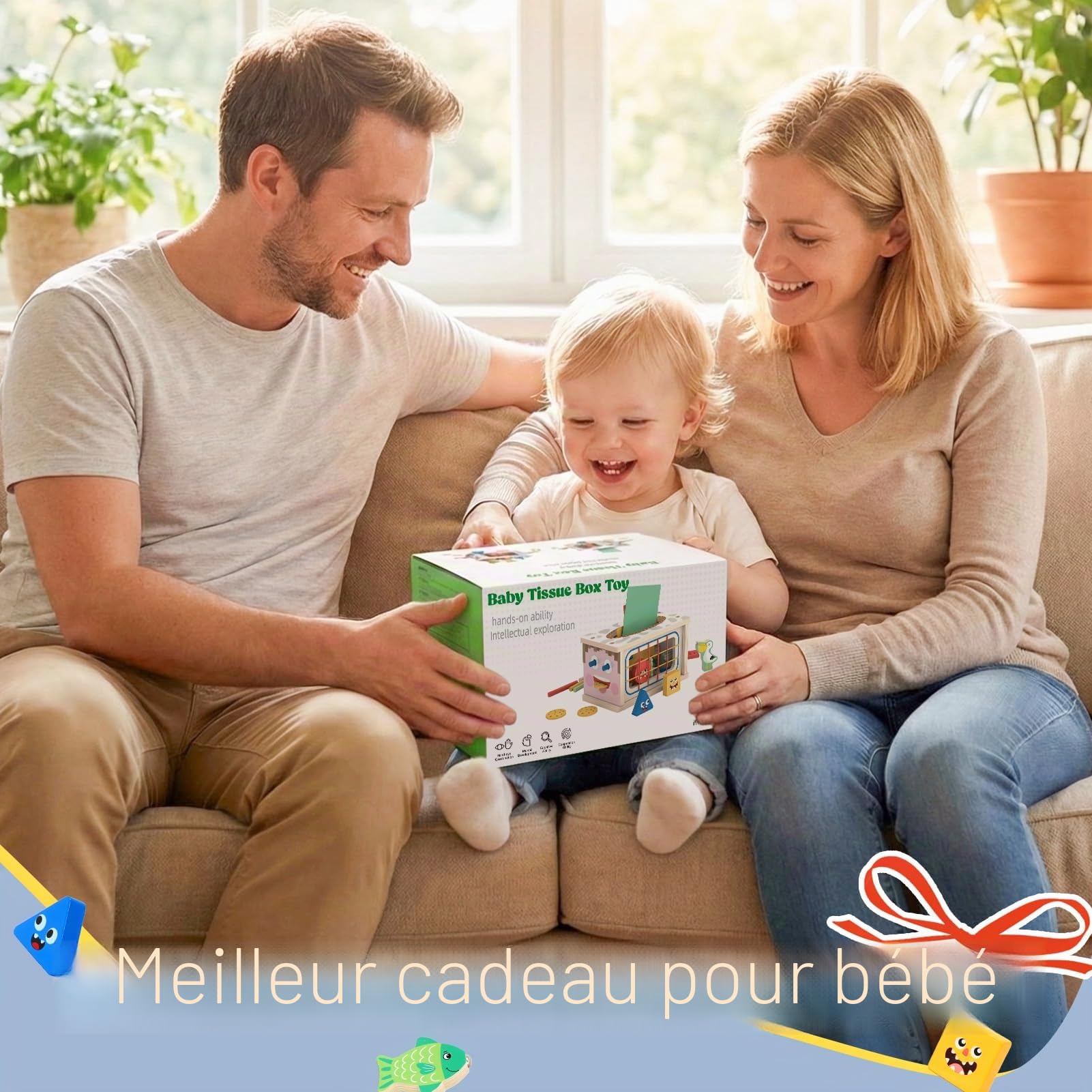 LZDMY Jouet Montessori Bebe 6-12 Mois, 9 en 1 Jouet en Bois Boîte à Mouchoirs Bébé, Jeux Montessori Enfant 1 2 3 Ans, Jeux Éducatif Eveil Motricité Bébé Idéal Cadeau pour Garçon Fille