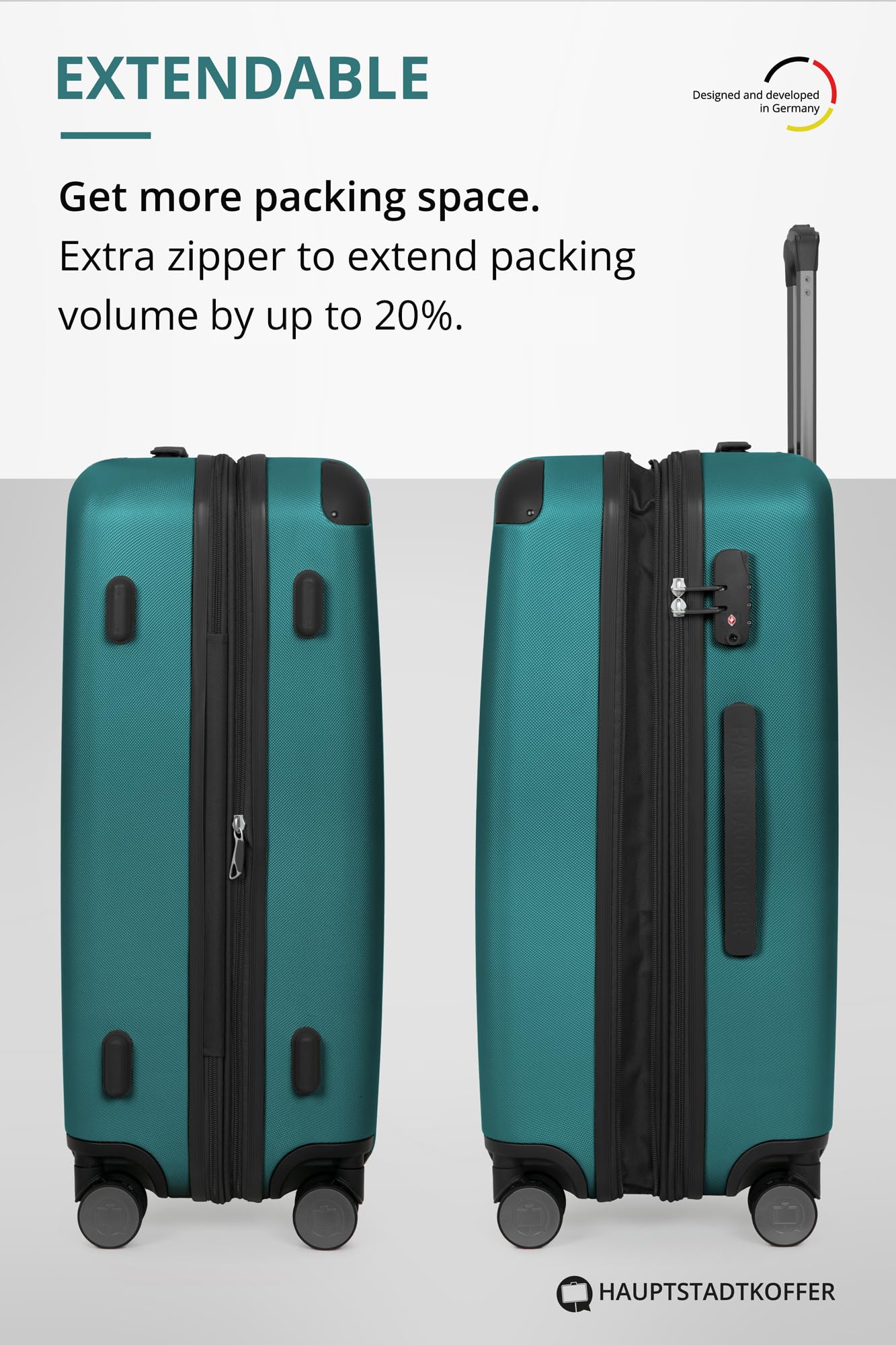 HAUPTSTADTKOFFER - Spree - Maleta rígida, Trolley expandible, Equipaje de Viaje, 4 Ruedas Dobles, TSA, 65 cm, 74 litros, Champán — view 293