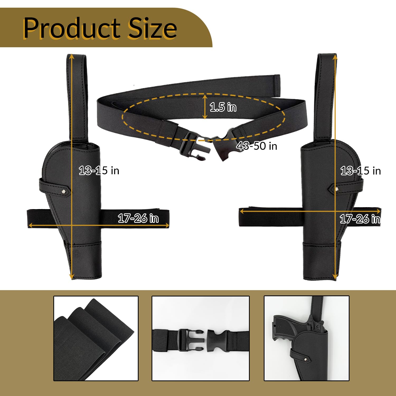 SeptCity Thigh Holster for Women, Adjustable Leg Holster and Belt for Pistols Swat Cop Cowboy Costume Set Cosplay Accessories for Halloween Theme Parties