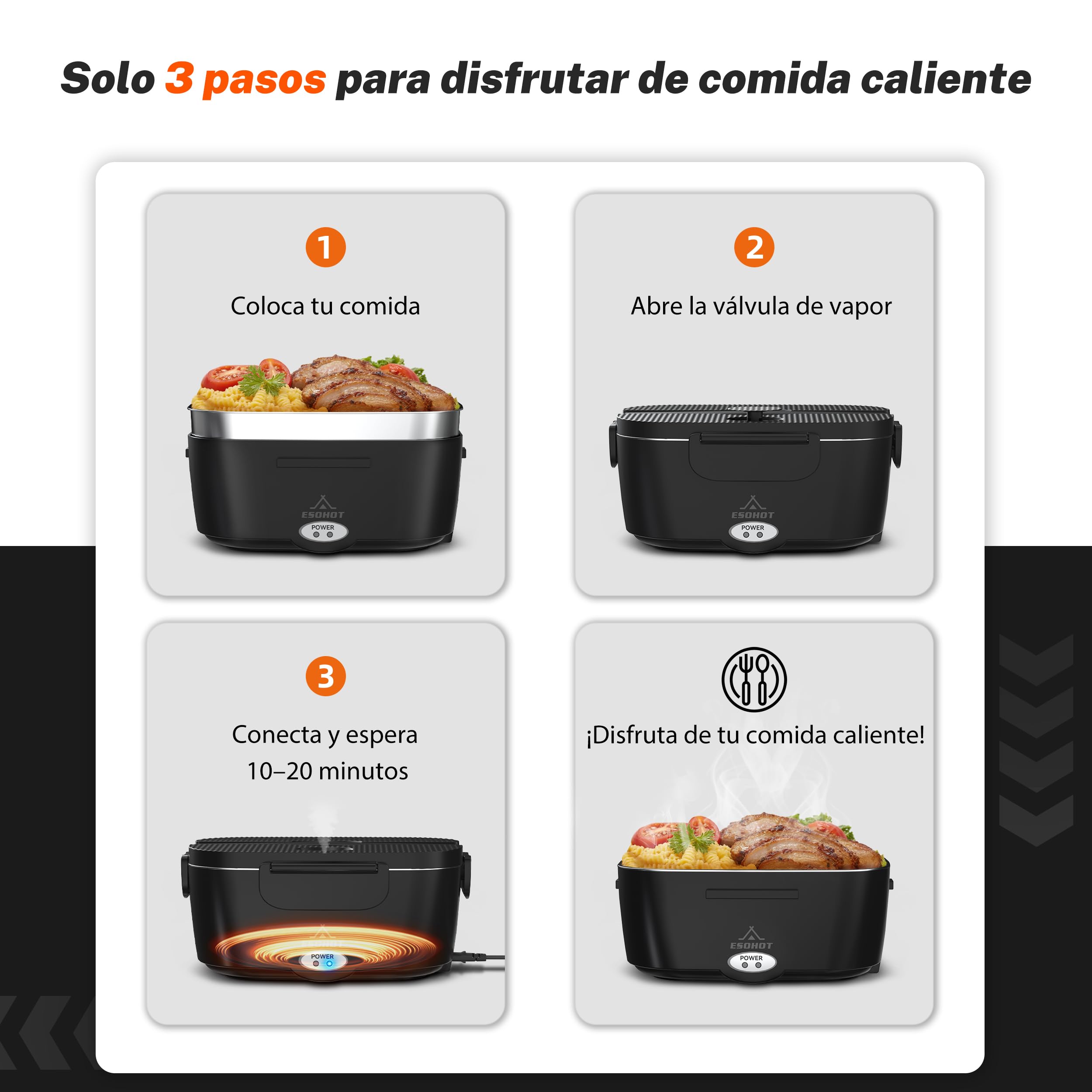Fiambrera Electrica,120W Taper Electrico para Comida Calentamiento Ultrarrápido 3 en 1 Lonchera Electrica Trabajo 12V/24V/230V Para Viajes, Trabajo, Coche, Camión (1,5L x 2)
