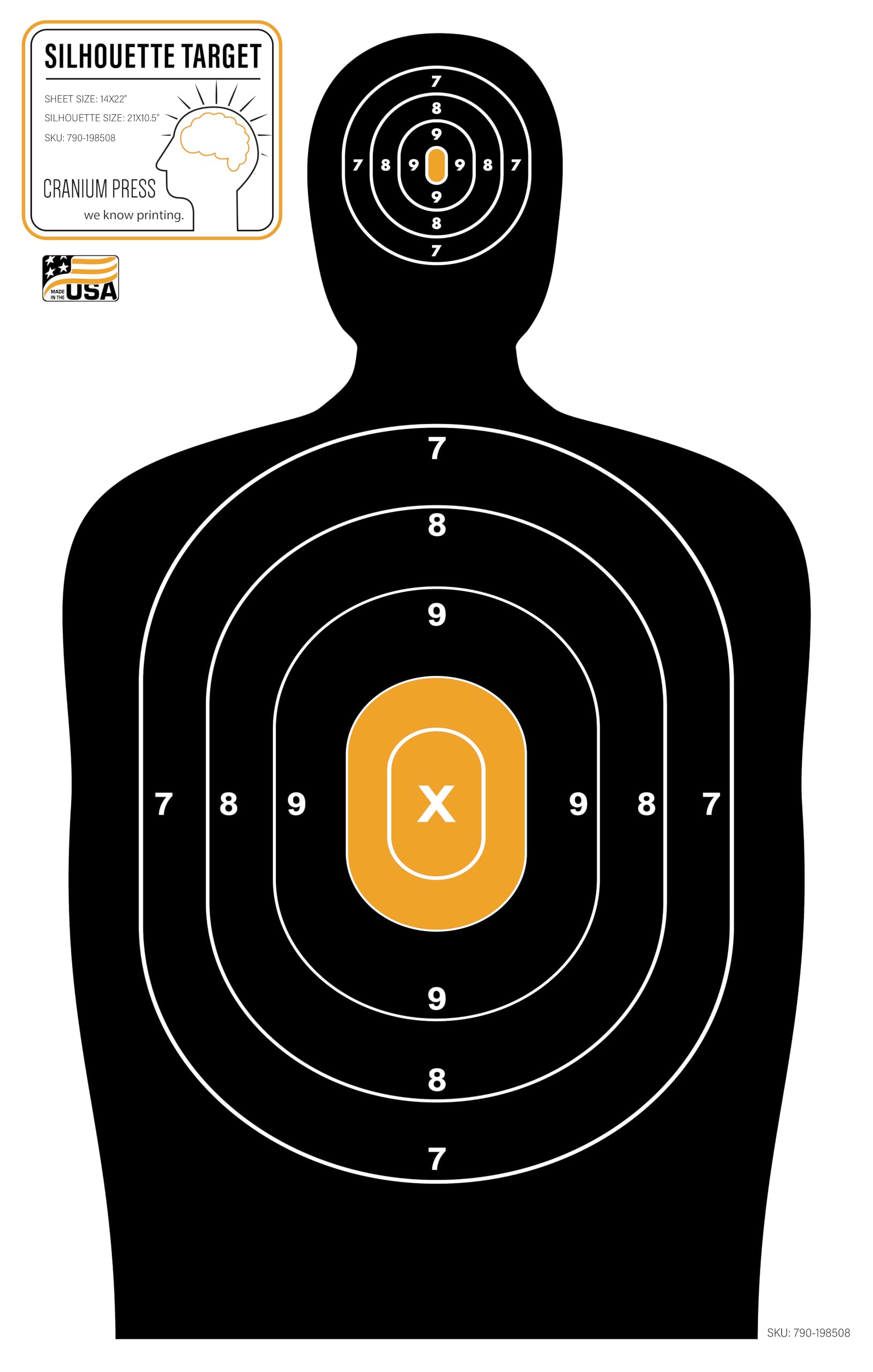 50-Pack Paper Shooting Targets for Range Practice - Bulk Silhouette Targets with Bullseye for Hunting, Handguns, Pistols & Rifles | Large 14x22 Inch Size for Accurate Aim & Training