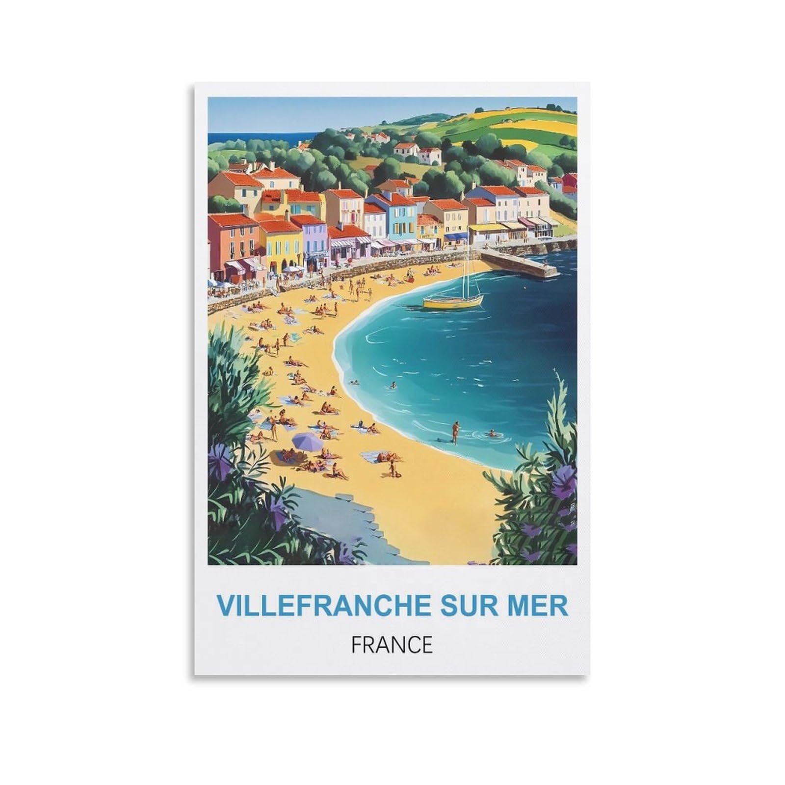 EZMLFA DIY 5D Diamond Painting Kits for Adults,Villefranche Sur Mer France Crystal Rhinestones Art Craft for Beginners DIY Home Wall Decor Gift 50x60cm