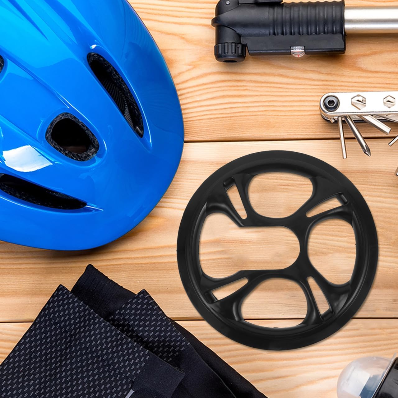 UKCOCO Crankset Protection Cover Universal 5-Hole Chainring Guard for Fixed Gear and Mountain Bikes 42 Teeth Sprocket Replacement Durable Bike Chain Protector