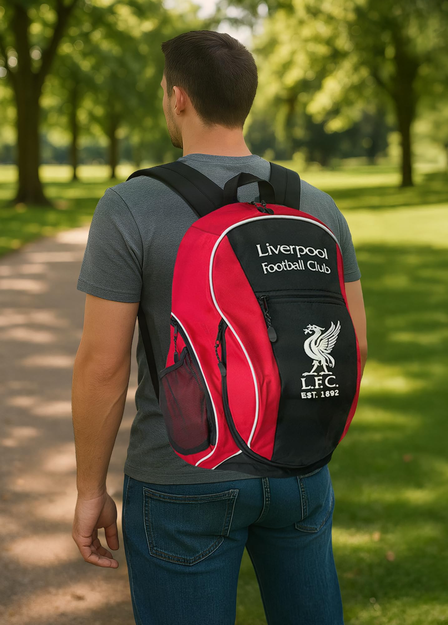 Icon Sports Liverpool Erwachsenen-Rucksack mit Fußballfach, rot/schwarz, Einheitsgröße, Icon Sports Ballrucksack