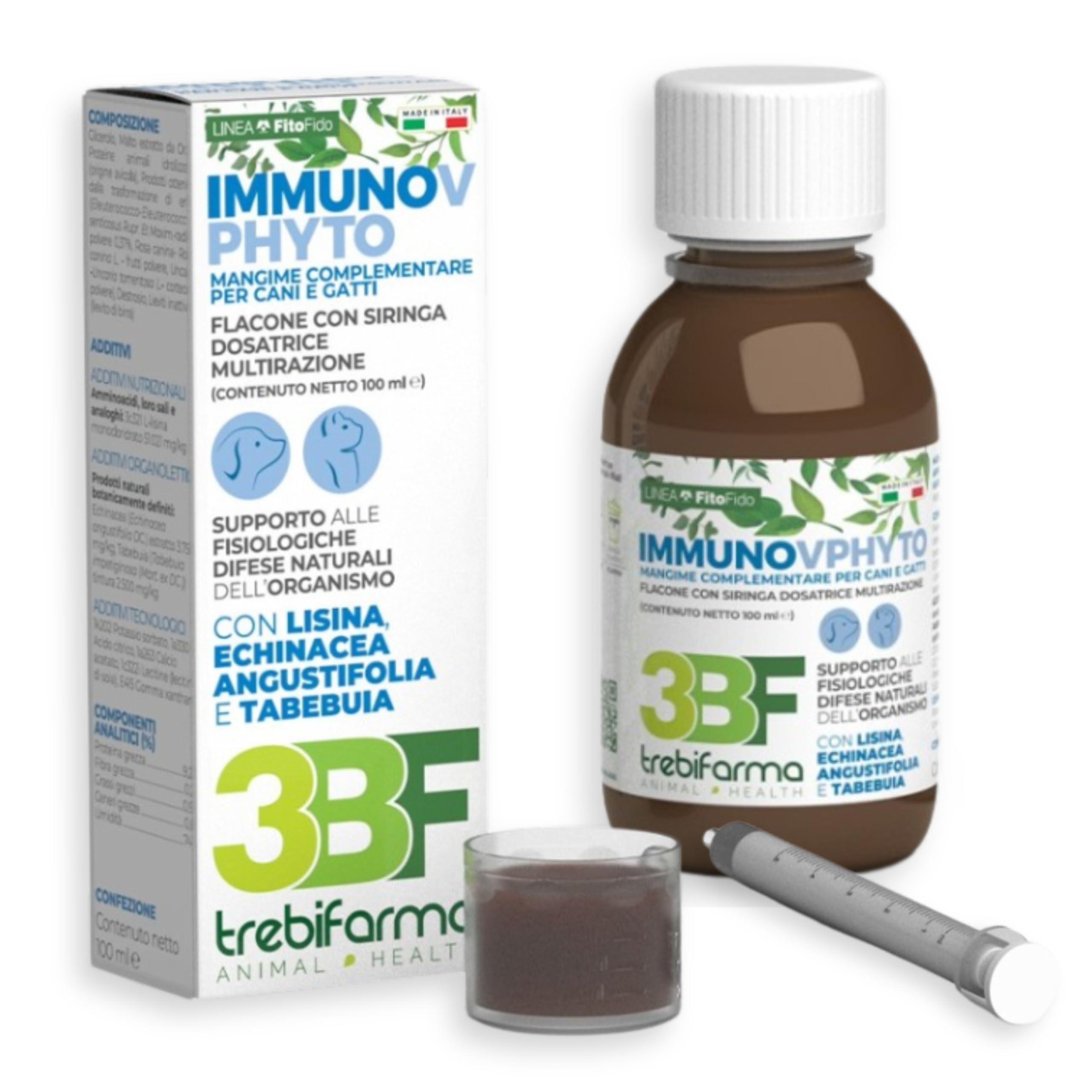 Trebifarma Immunov Phyto Supporto Naturale alle Difese Immunitarie per Cani e Gatti – Mangime Complementare per il Sistema Immunitario – Flacone da 100 ml