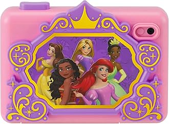 ekids Disney Princess Kids Camera with SD Card, Digital Camera for Kids with Video Recording and Built-in Digital Stickers for Fans of Princess Toys