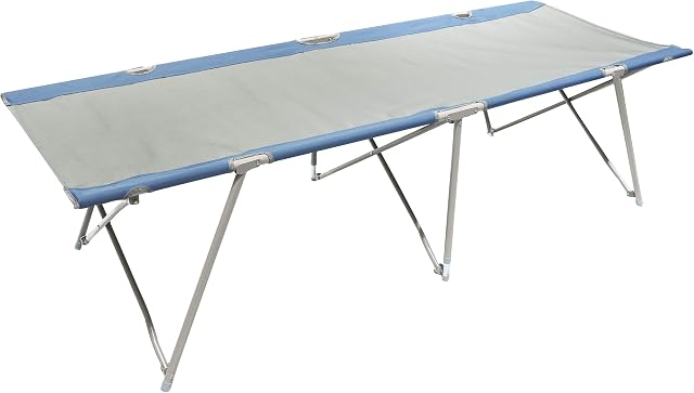 Homecall XXL Camping folding bed 600D polyester /rip stop grey/blue