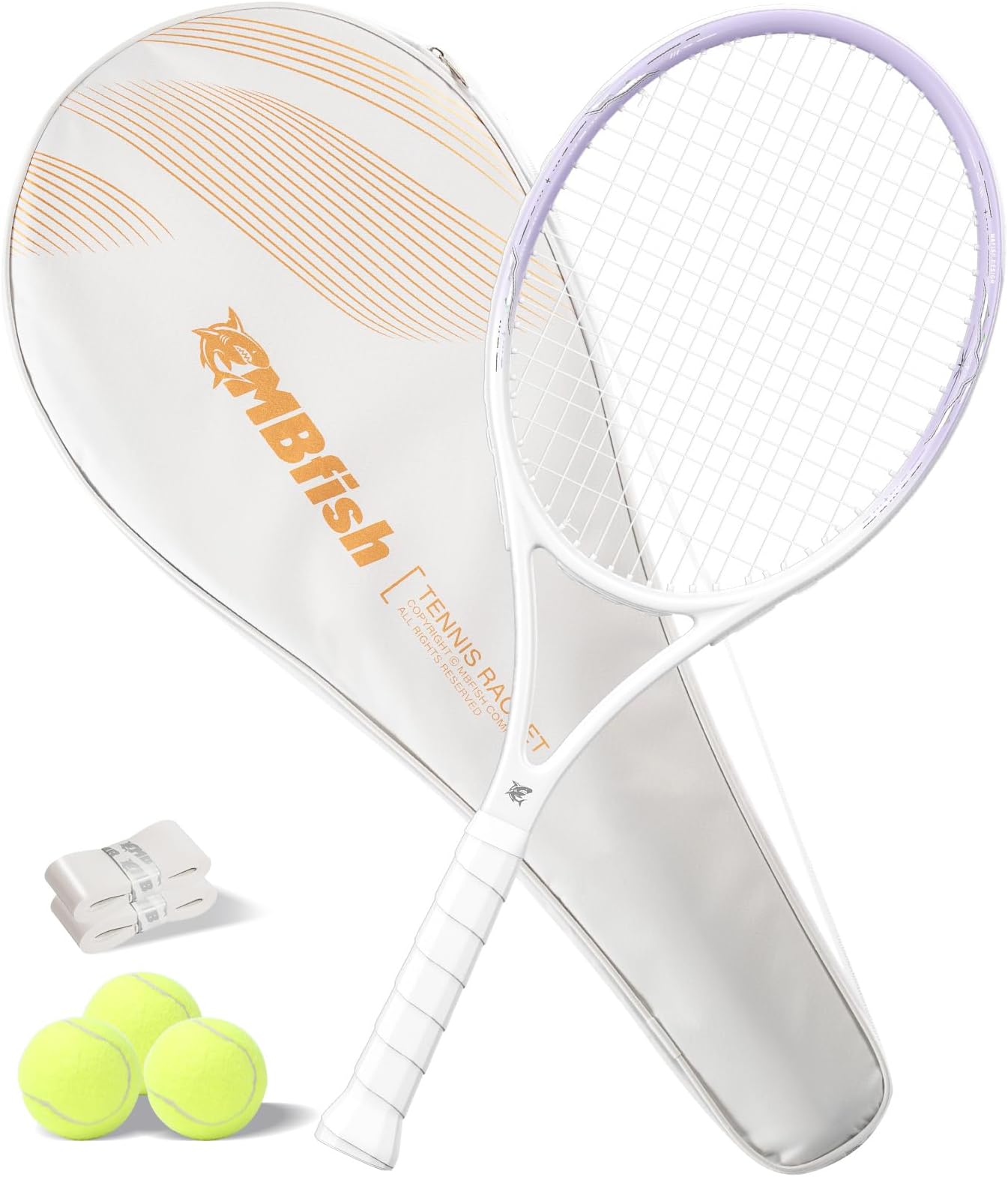Tennis Racket - Super Value Set with Pre-Strung, Comfortable Handle, 27'' Tennis Racquet for Adults, Natural Series Includes 3 Tennis Balls, 2 Overgrips and 1 Tennis Bag