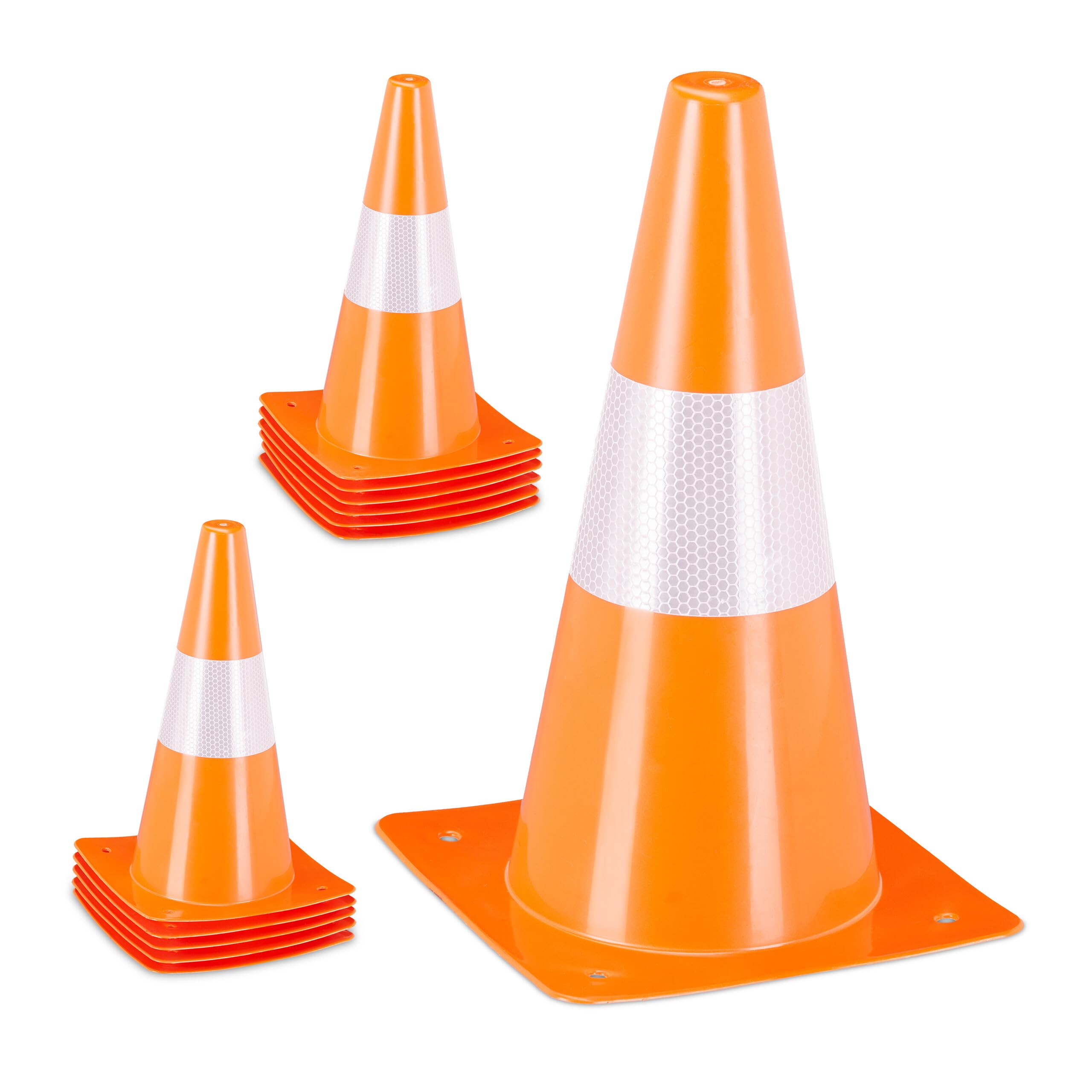 Relaxdays Cône de signalisation, lot 12, Bande réfléchissante, Football, Hauteur : 31 cm, Orange et Blanc