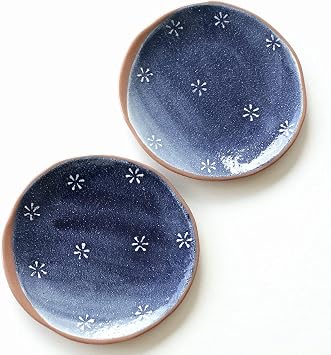 Amazon Co Jp お皿 プレート おしゃれ 小皿 陶器 小さめ かわいい 北欧 美濃焼 日本製 焼き物 デニム デニム皿2枚セット A ホーム キッチン
