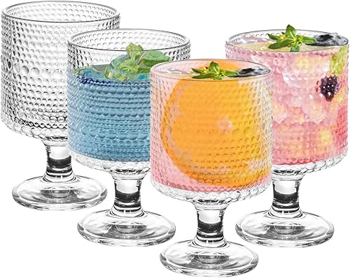 Miniatura 8 de Juego de 4 copas de copa vintage en relieve, copas de vino románticas para bebidas, globos de agua para restaurantes, fiestas, bodas, bares