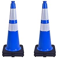 Vista 46 de OrangeStar Conos de tráfico de 12 pulgadas, paquete de 4 conos de seguridad azules con collares reflectantes, base resistente para práctica