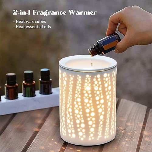 Miniatura 4 de Calentador de cera derretida, gran quemador de aceite esencial, calentador 3 en 1 bandeja extraíble para calentar velas perfumadas a dormitorio,