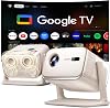 Aurzen BOOM mini Google TV 4K Supported Smart Projector, WiFi and Bluetooth, 20W Speaker, DoIby Audio, Real-Time Focus and Keystone, 500 ANSI Lumens, Dirty White
