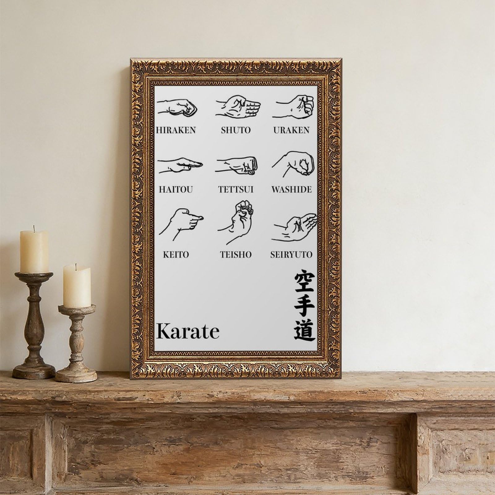 Poster di karate, arti marziali con tecniche di pugno, poster su tela, decorazione artistica da parete per soggiorno e camera da letto, 30,5 cm di lunghezza x 45,7 cm di larghezza